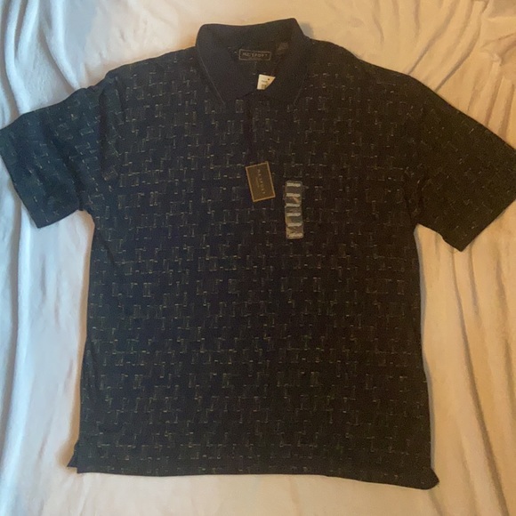 NWT M.E. Sport Collection Size XXL Short Sleeve Polo Navy Gold Green Brown - Picture 7 of 11